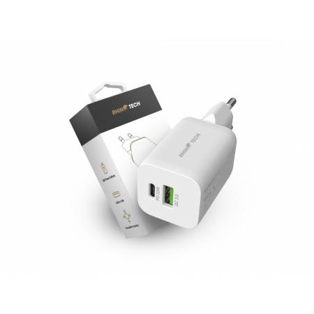 RhinoTech MINI Dual 33W nabíjecí adaptér USB-C + USB-A bílá